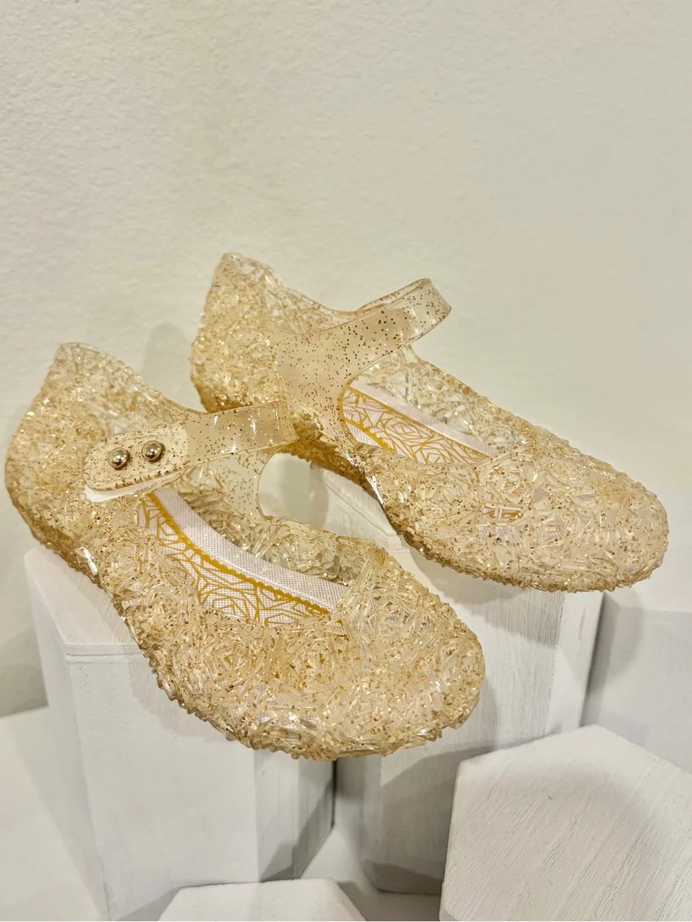 Lot of 2 pairs of  Glitter Jelly Mary Janes - Gold and Silver Size toddler 7-8